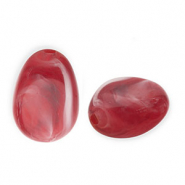 Abalorios acrílicos con forma de huevo Rojo-blanco