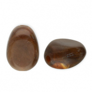 Abalorios acr&iacute;licos con forma de huevo Marr&oacute;n oscuro-blanco