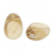 Abalorios acr&iacute;licos con forma de huevo Marr&oacute;n beige-blanco