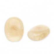 Abalorios acr&iacute;licos &oacute;valo Marr&oacute;n beige-blanco