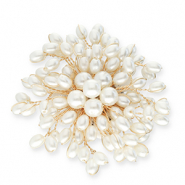 Broches llamativos con perlas Dorado-blanco