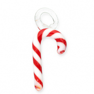 Colgantes de vidrio bast&oacute;n de caramelo navide&ntilde;o Rojo-blanco