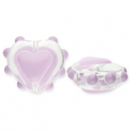 Abalorios de vidrio corazón Transparente-lila