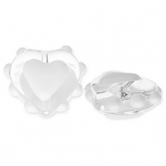 Abalorios de vidrio corazón Transparente-blanco