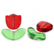 Abalorios de vidrio tulipán Rojo-verde