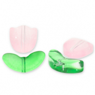 Abalorios de vidrio tulipán Rosa claro-verde