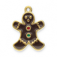 Colgantes Acero Inox muñeco de gengibre Dorado-marrón-rojo-verde