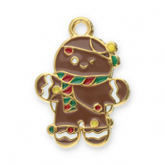 Colgantes Acero Inox muñeco de gengibre Dorado-marrón-multicolor