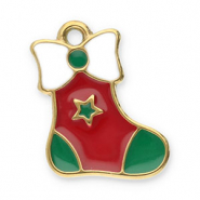 Colgantes Acero Inox calcetín de navidad Dorado-rojo-verde-blanco