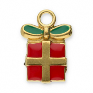Colgantes Acero Inox regalo navideño Dorado-rojo-verde