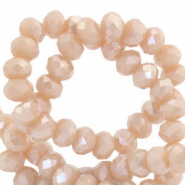 Abalorios faceteados disco 6x4mm Beige seda melocotón-revestimiento pearl shine
