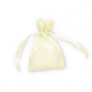 Bolso de sat&eacute;n con strass Amarillo vainilla-plateado