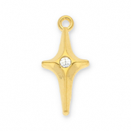 Colgantes Acero Inox estrella con strass Dorado-transparente