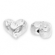 Abalorios Acero Inox coraz&oacute;n con strass Plateado-transparente