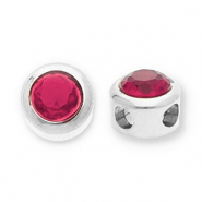 Abalorios Acero Inox disco con strass Plateado-rosa oscuro