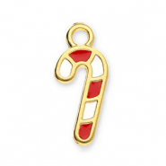 Colgantes metálicos DQ bastón de caramelo Dorado-blanco-rojo (sin níquel)