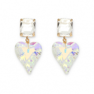 Pendientes de Cristal rectángulo-corazón Transparente-transparente cubierta AB