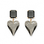 Pendientes de Cristal rectángulo-corazón Gris oscuro-gris
