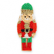 Broches cascanueces Beige-rojo-dorado-verde