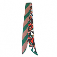 Bandana Pañuelo flores / líneas oblicuas Dorado-rojo-verde-marrón