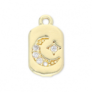 Metal TQ lat&oacute;n colgante luna y estrella Dorado-transparente