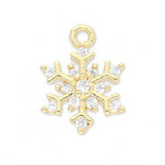 Metal TQ lat&oacute;n colgante copo de nieve Dorado-transparente