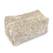 BY31&reg; Neceser terciopelo con detalles circulares cosidos Beige