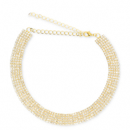 Metal TQ lat&oacute;n gargantilla con strass Dorado-cristal