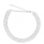 Metal TQ lat&oacute;n gargantilla con strass Plateado-cristal