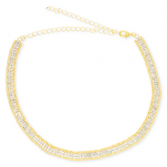 Metal TQ latón gargantilla con strass Dorado-cristal
