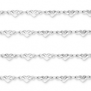 Fornituras Acero Inox cadena jasseron coraz&oacute;n Plateado