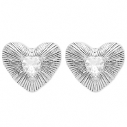 Pendientes Acero Inox corazón Plateado-cristal