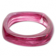Pulseras bangle de resina Morado berenjena-blanco