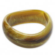 Pulseras bangle de resina Verde oliva-marr&oacute;n-blanco