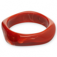 Pulseras bangle de resina Rojo óxido-blanco