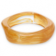 Pulseras bangle de resina Marrón camel-blanco
