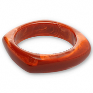 Pulseras bangle de resina Rojo óxido-blanco