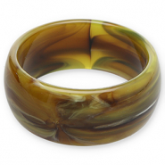 Pulseras bangle de resina Verde oliva-marrón-blanco