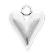 Colgantes Acero Inox coraz&oacute;n Plateado