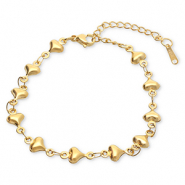 Pulseras Acero Inox corazón Dorado
