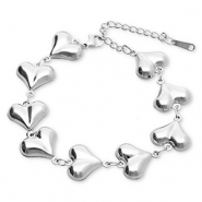 Pulseras Acero Inox corazón Plateado