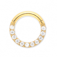 Piercing oreja Acero Inox clicker anillo con strass Dorado-cristal