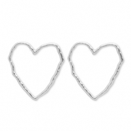 Pendientes Acero Inox coraz&oacute;n Plateado