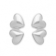 Pendientes Acero Inox coraz&oacute;n Plateado