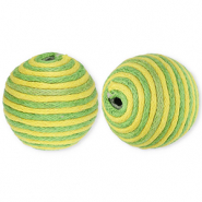 Abalorios acr&iacute;licos 22 mm con cord&oacute;n encerado Verde-amarillo