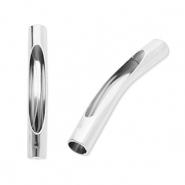 Abalorios acero inox tubo Plateado