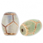 Piedras naturales abalorios Calcedonia tubo Verde-beige-marrón