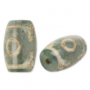 Piedras naturales abalorios Calcedonia tubo Verde-beige-marrón