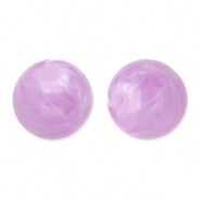 Abalorios acr&iacute;licos 16 mm redondos P&uacute;rpura lavanda-m&aacute;rmol