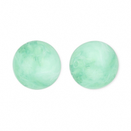 Abalorios acr&iacute;licos 12 mm redondos Verde menta-m&aacute;rmol